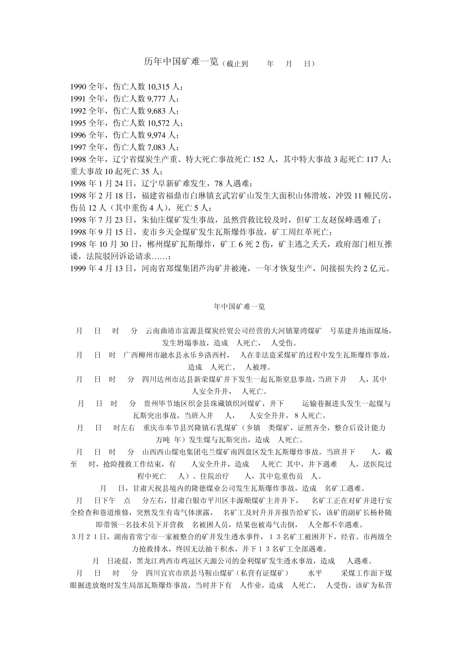 历年中国矿难一览_第1页