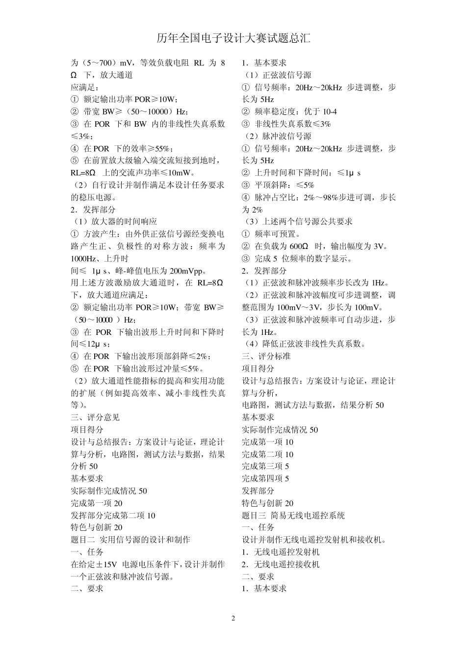 历年全国电子设计大赛试题总汇_第2页