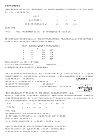 历年化学中考压轴题整理