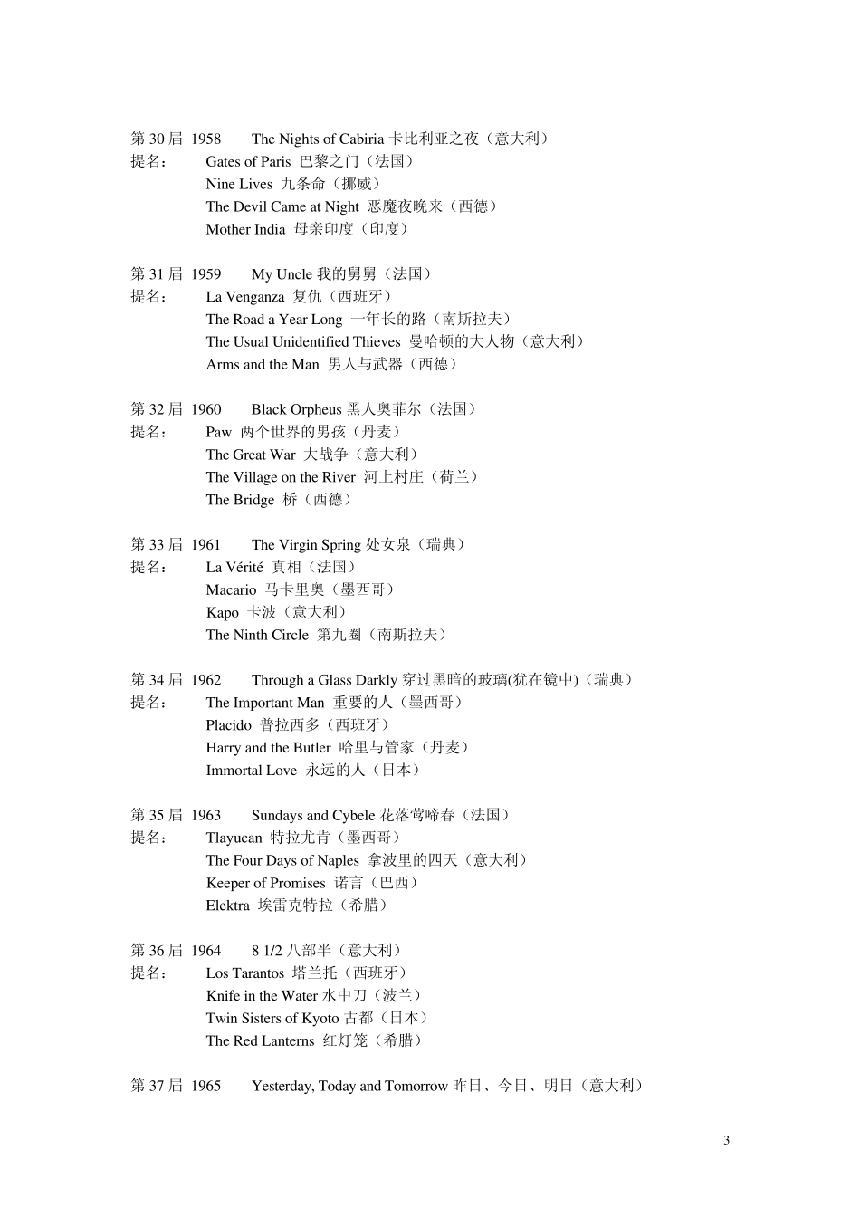 历年奥斯卡最佳外语片提名及获奖影片(19482011)_第3页