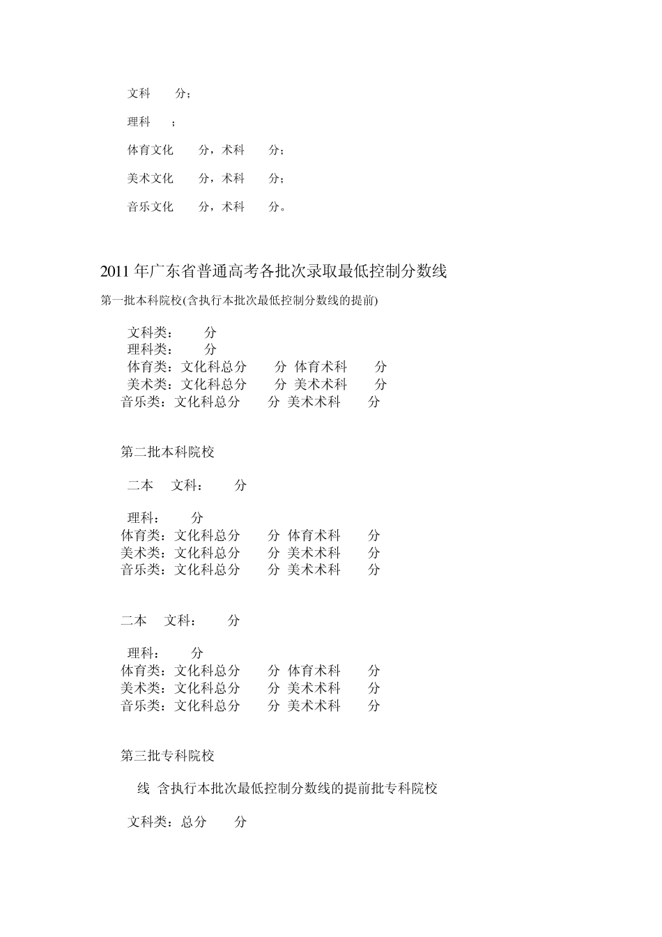 历年广东高考分数线_第2页