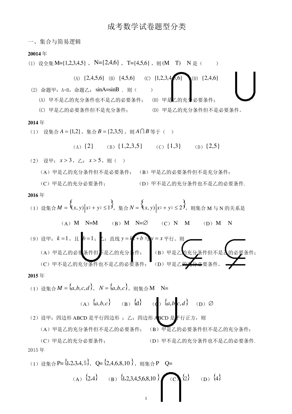 历年成考数学试题_第1页
