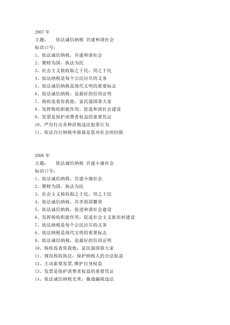 历年税法宣传月主题及标语口号_第3页