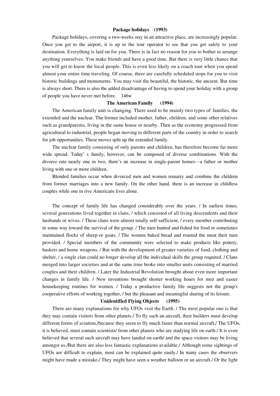 历年英语专业四级听写原文(19932013)_第1页