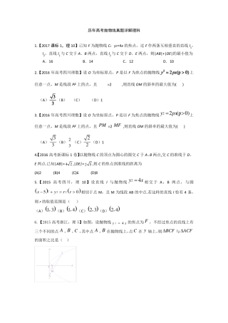 历年高考抛物线真题详解理科
