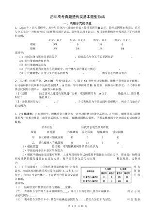 历年高考真题遗传题经典题型分类汇总