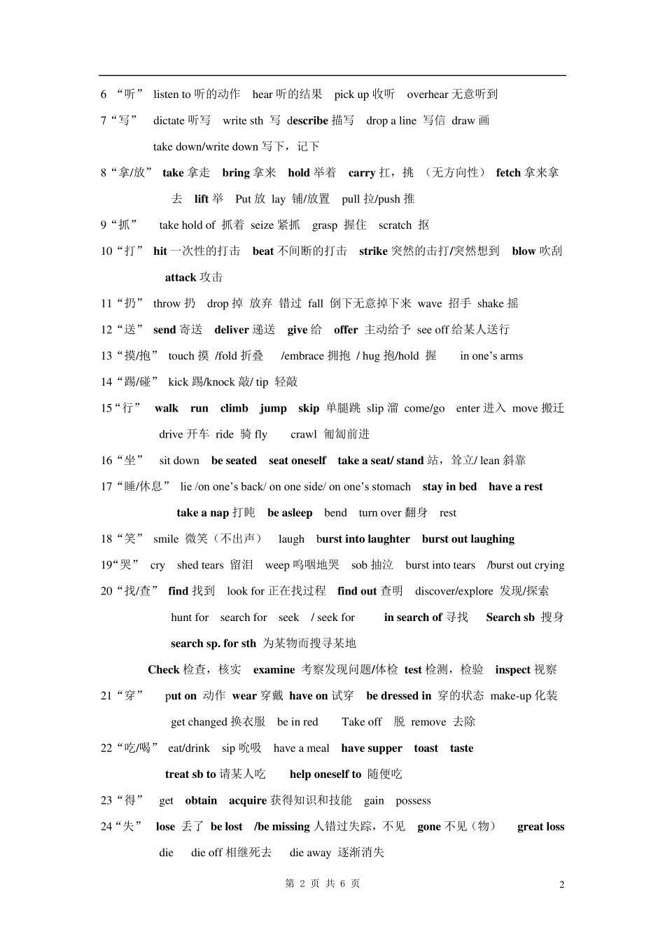 历年高考英语完形填空高频词汇总结_第2页