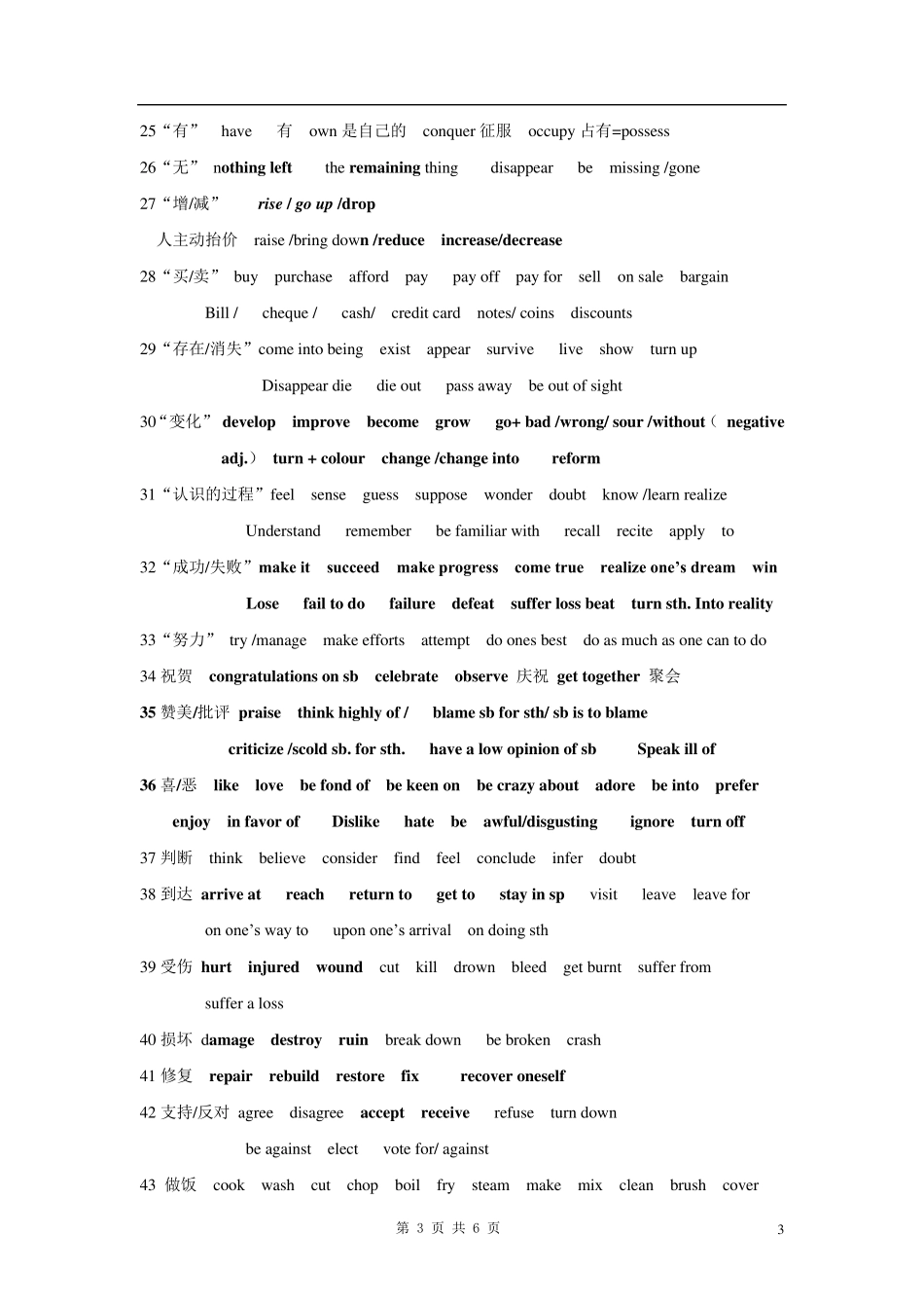 历年高考英语完形填空高频词汇总结_第3页