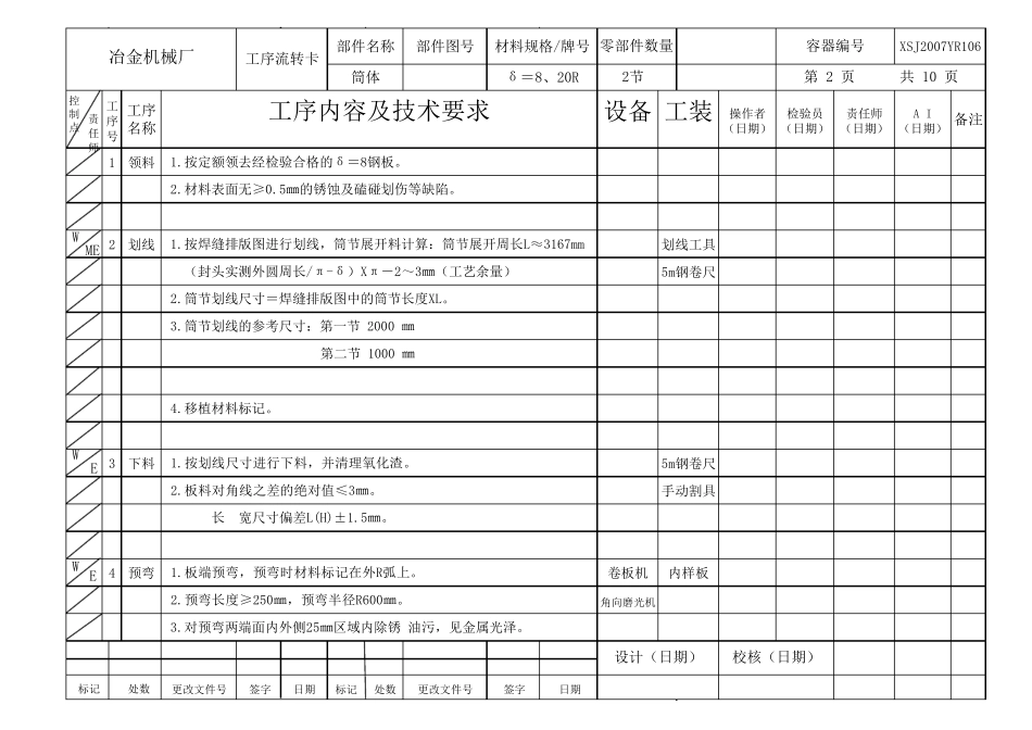 压力容器制造工序流转卡_第2页
