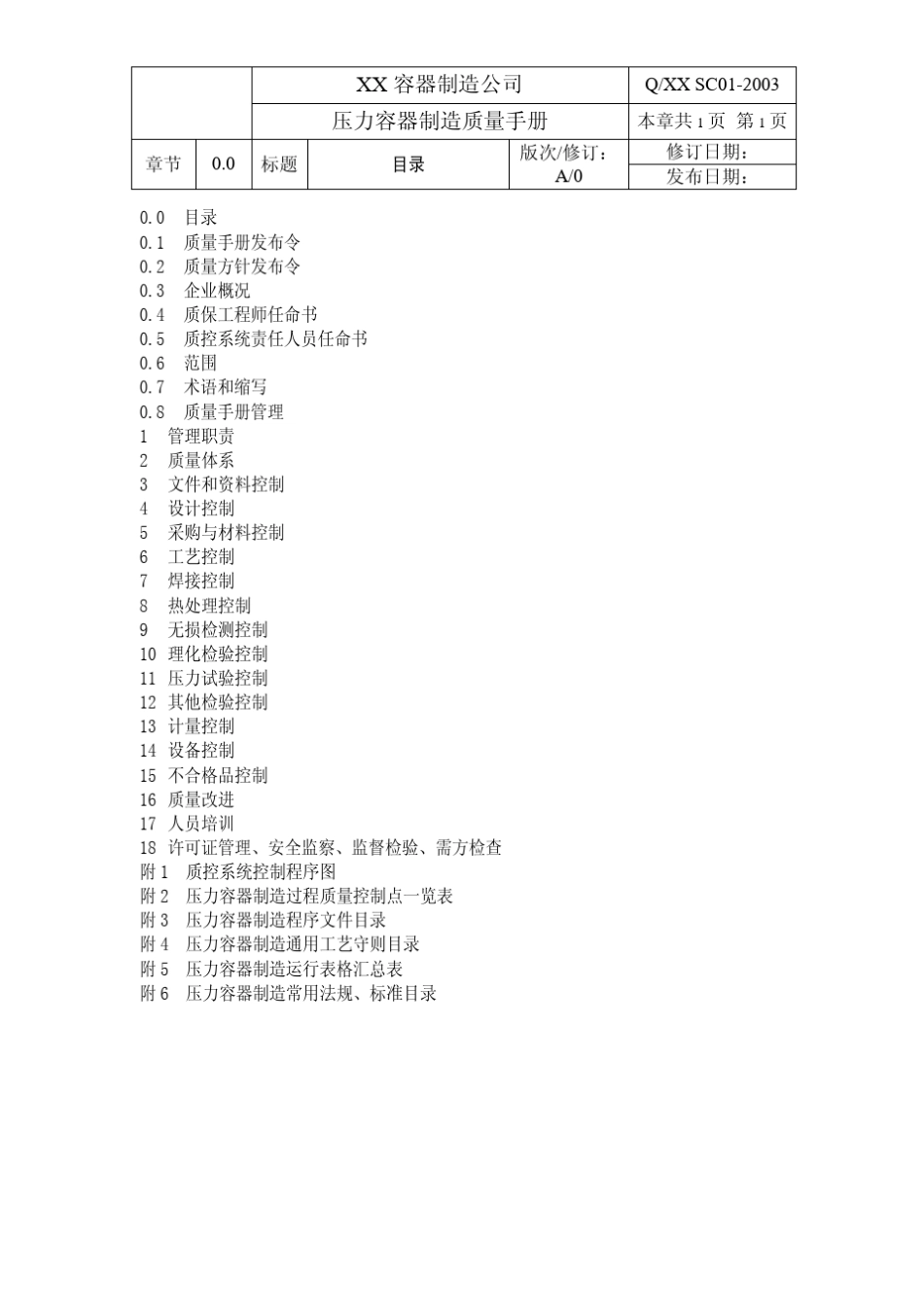 压力容器质量手册9000认证样本(可修改)_第2页