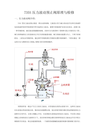 压力波动预止阀的工作原理与检修
