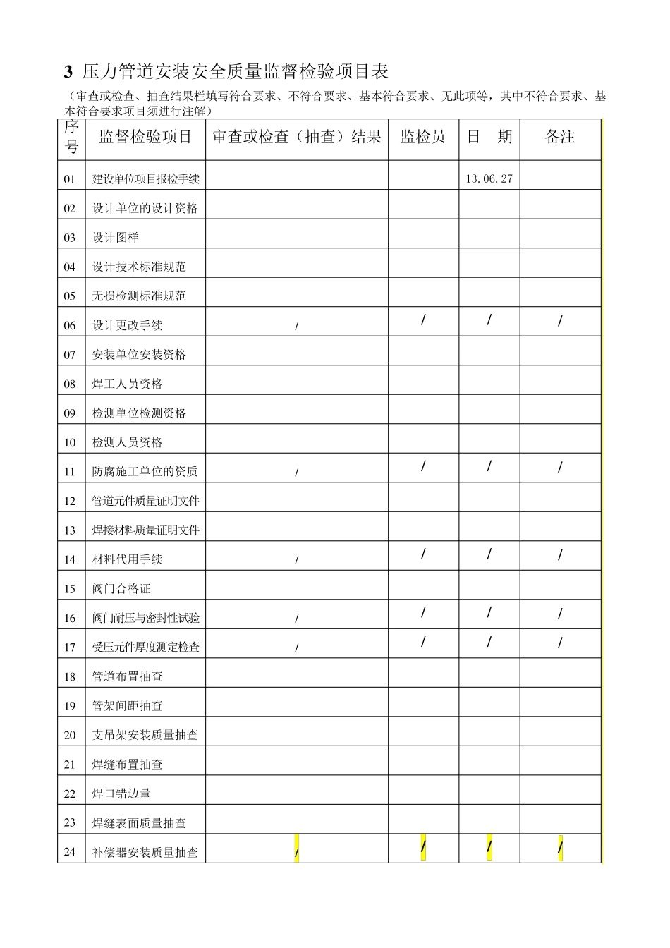 压力管道安装检验记录(样本)_第2页