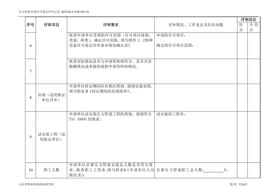压力管道安装评审记录表_第3页