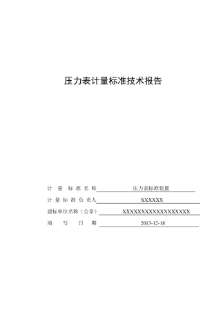 压力表技术报告