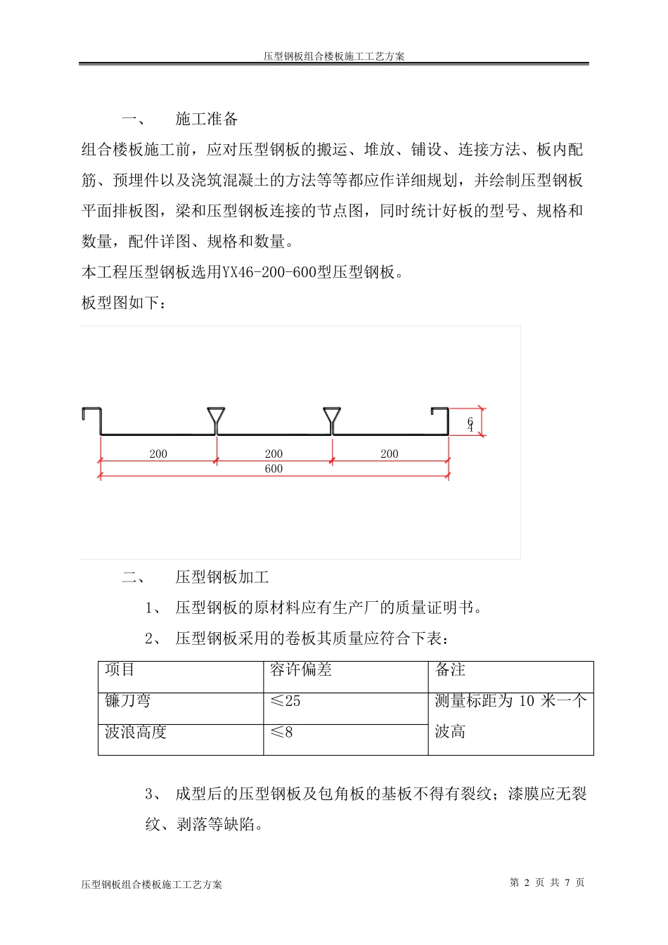 压型钢板组合楼板施工工艺方案_第2页