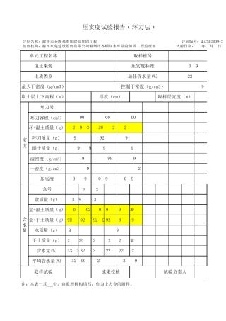 压实度试验报告(环刀法)