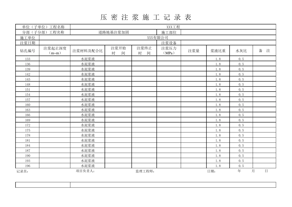 压密注浆施工记录表._第3页