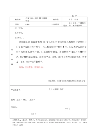 工程施工联系单范本-全部1(回复)
