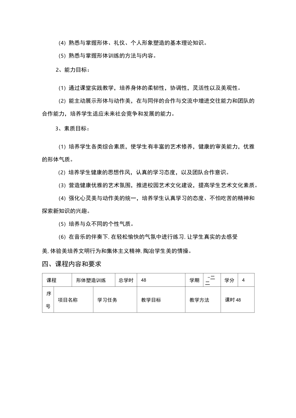 形体塑造训练课程标准_第2页