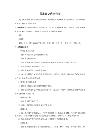 雷击事故应急预案