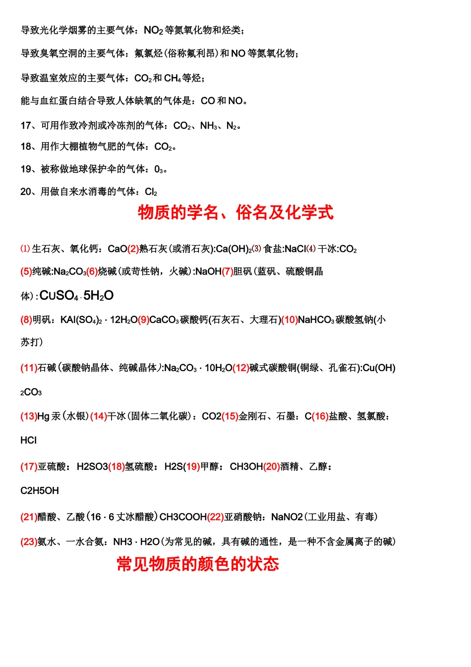 中学化学常见气体性质归纳_第2页