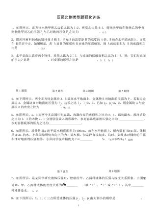压强比例类型题强化训练