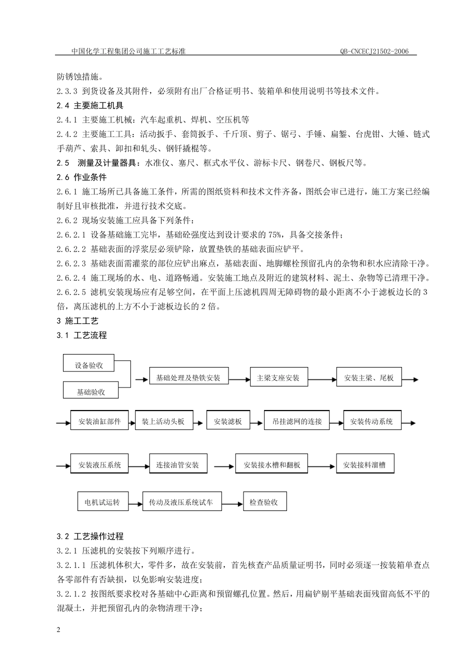 压滤机安装施工工艺标准_第2页