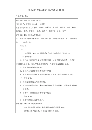 压疮护理持续质量改进计划表
