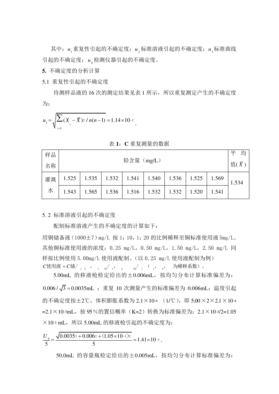 原子吸收分光光度法测定水质中铜的不确定度分析_第2页