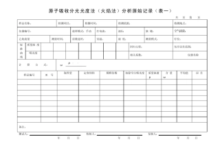 原子吸收分光光度计原始记录
