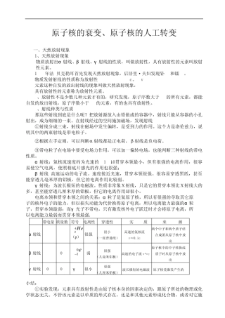 原子核的衰变、人工转变