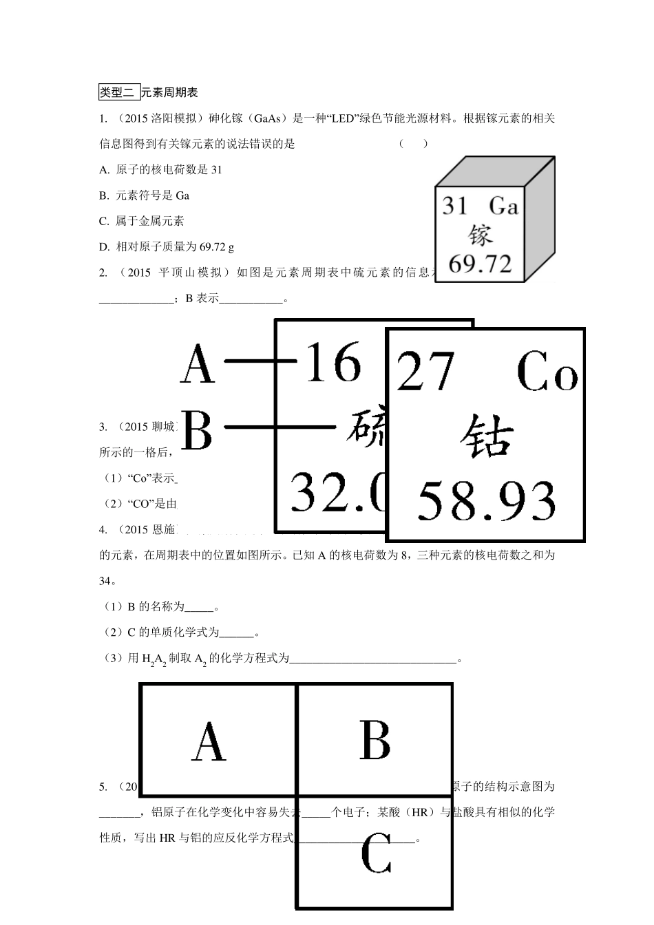 原子结构示意图和元素周期表专项训练_第2页