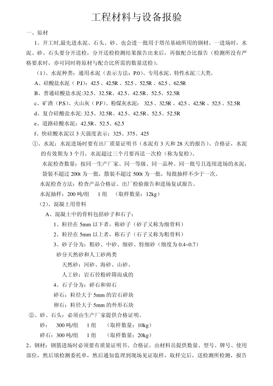 原材及试压件送检及报验_第1页