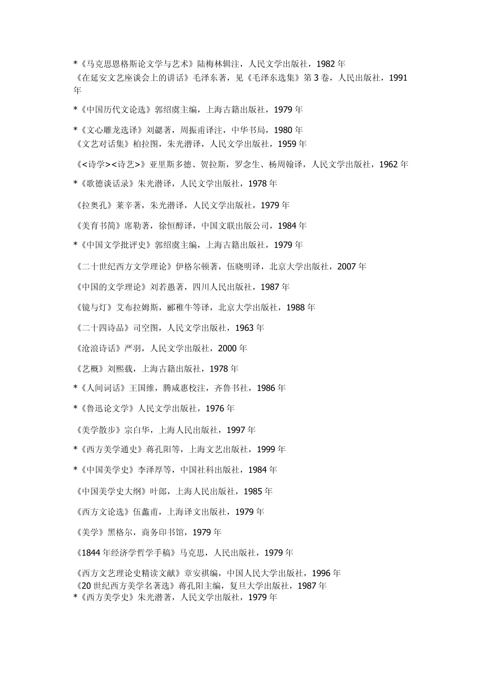 厦门大学人文学院中文系本科生专业阅读书目_第2页