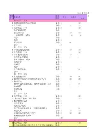 厦门大学物理、天文、电科类教学计划