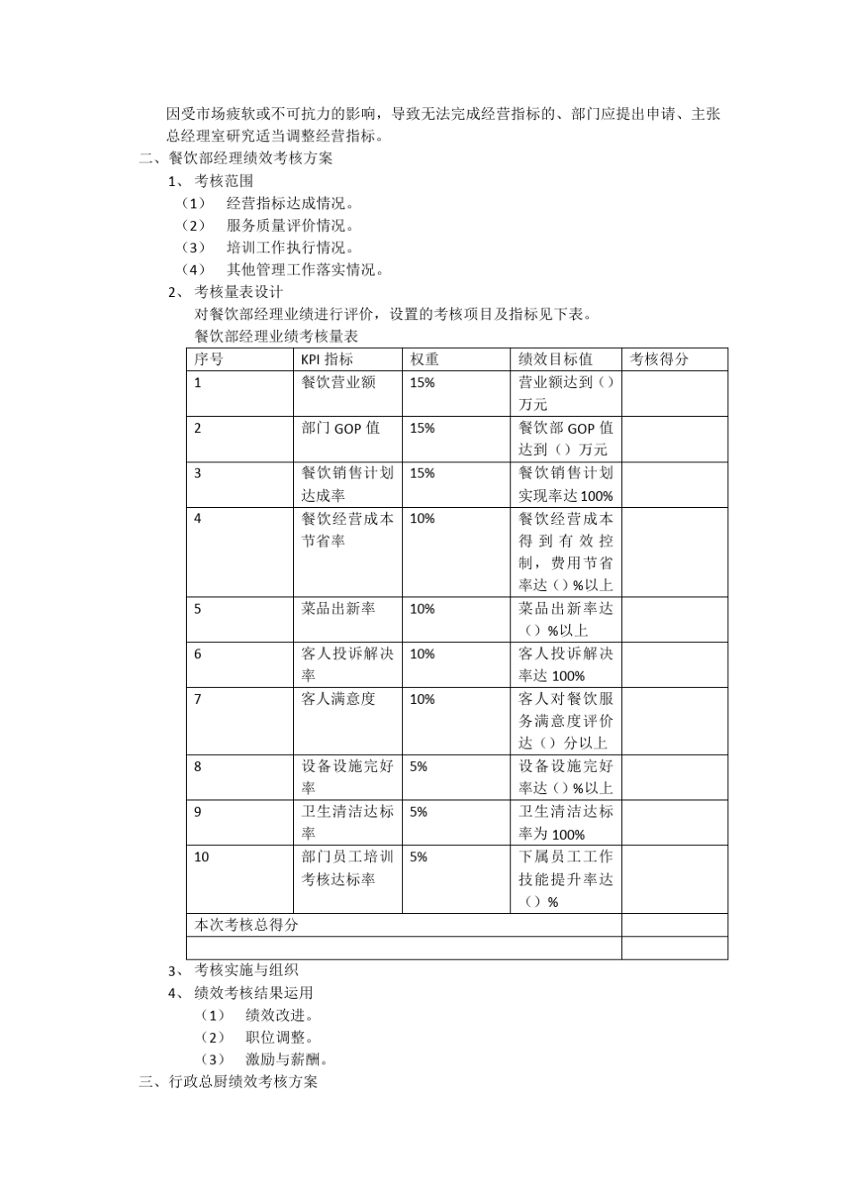 厨师长绩效考核方案_第3页