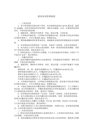 厨房库房管理制度