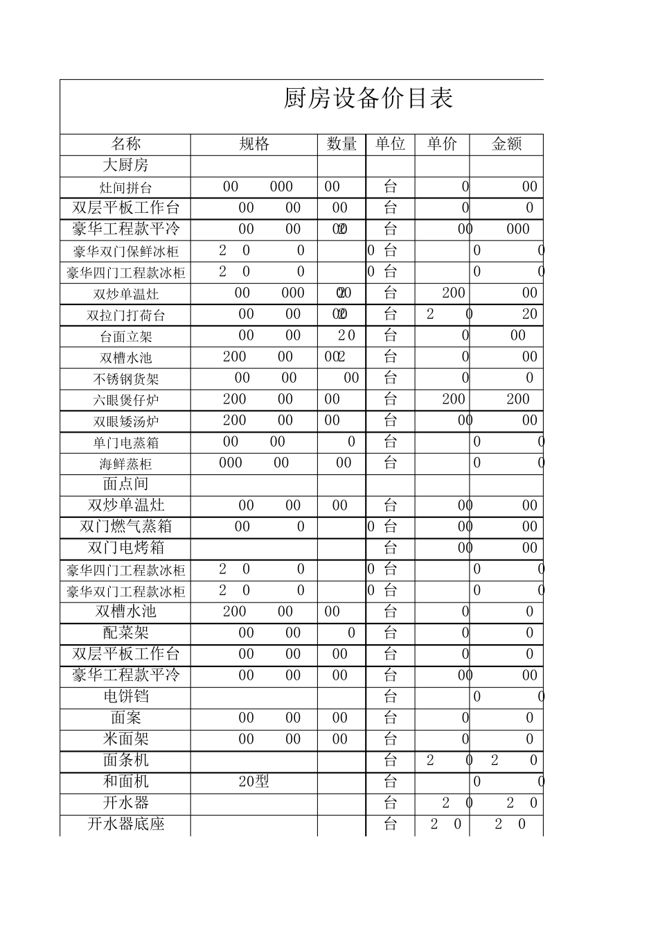 厨房设备报价单_第1页