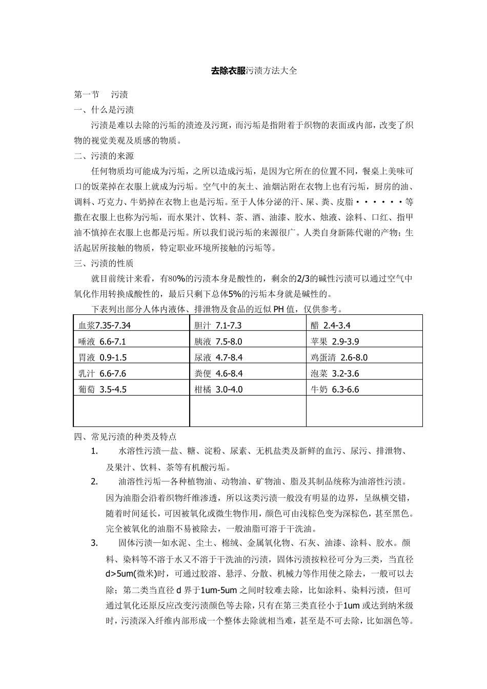 去除衣服污渍方法大全_第1页
