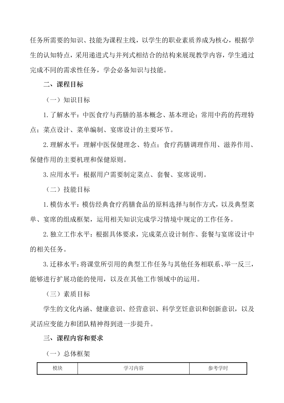 参考一：《中医食疗与药膳》课程标准_第2页