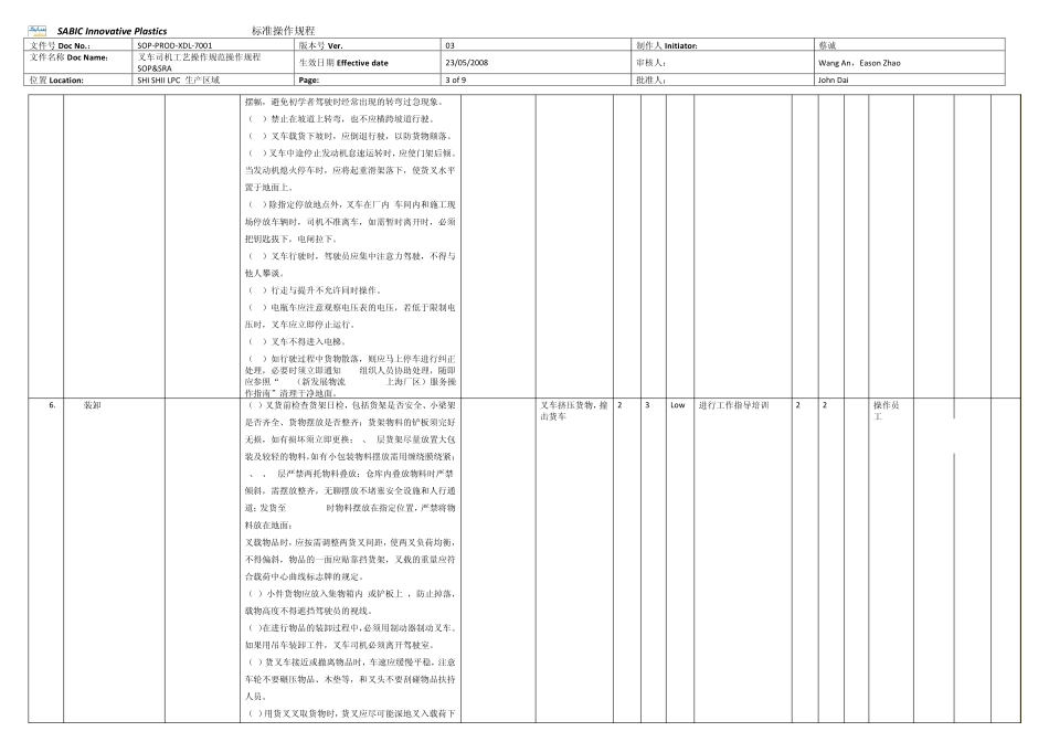 叉车司机工艺操作规范操作规程SOPamp;SRA1_第3页