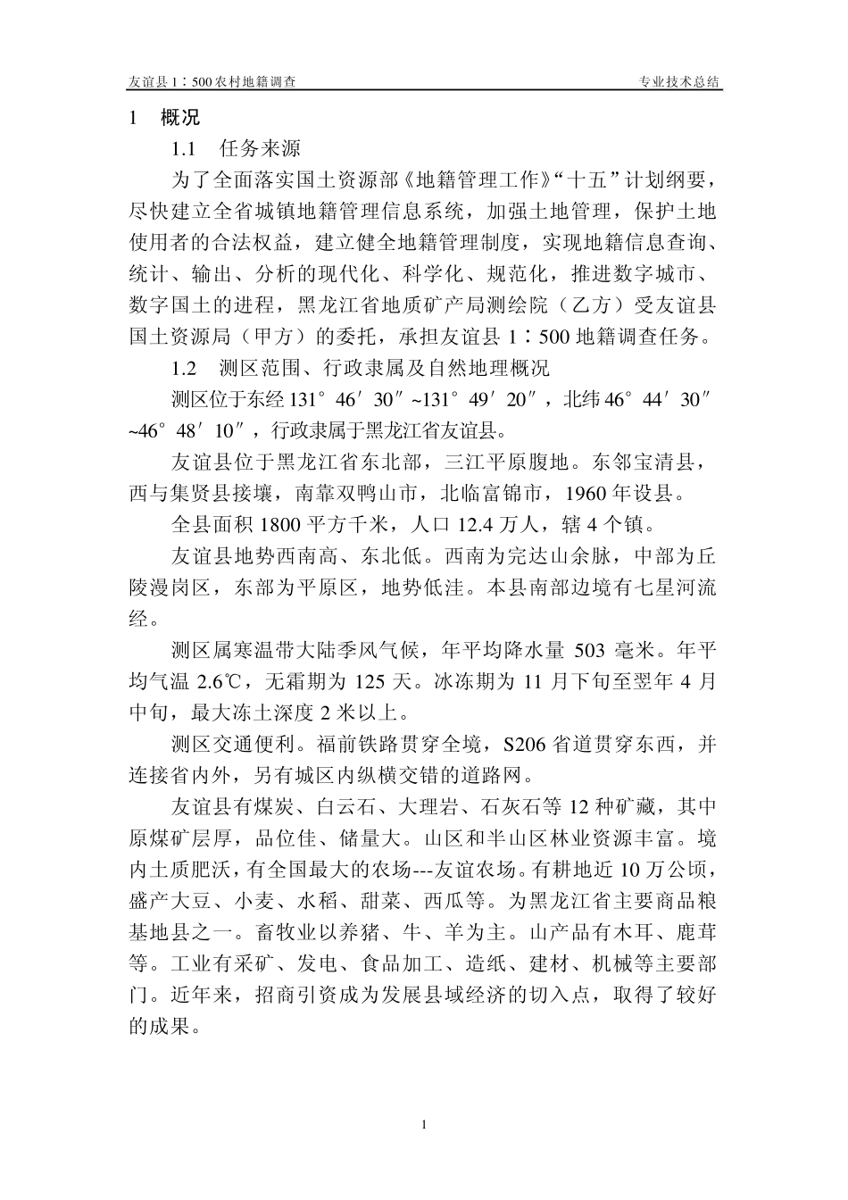 友谊县农村地籍调查技术总结刘江_第1页