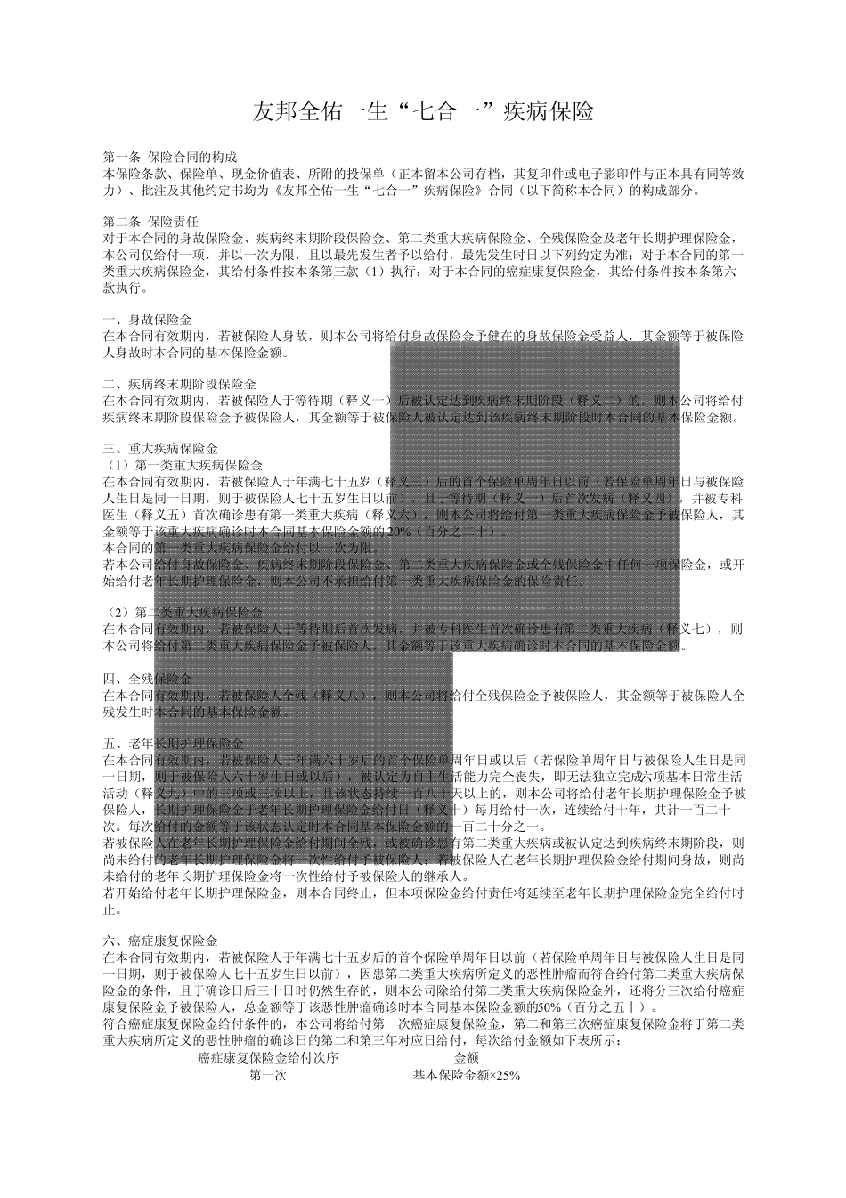 友邦全佑一生“七合一”疾病保险(条款)_第1页