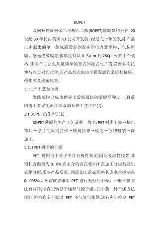 双向拉伸聚酯薄膜BOPET