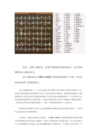 双星物语2全人物情报收集