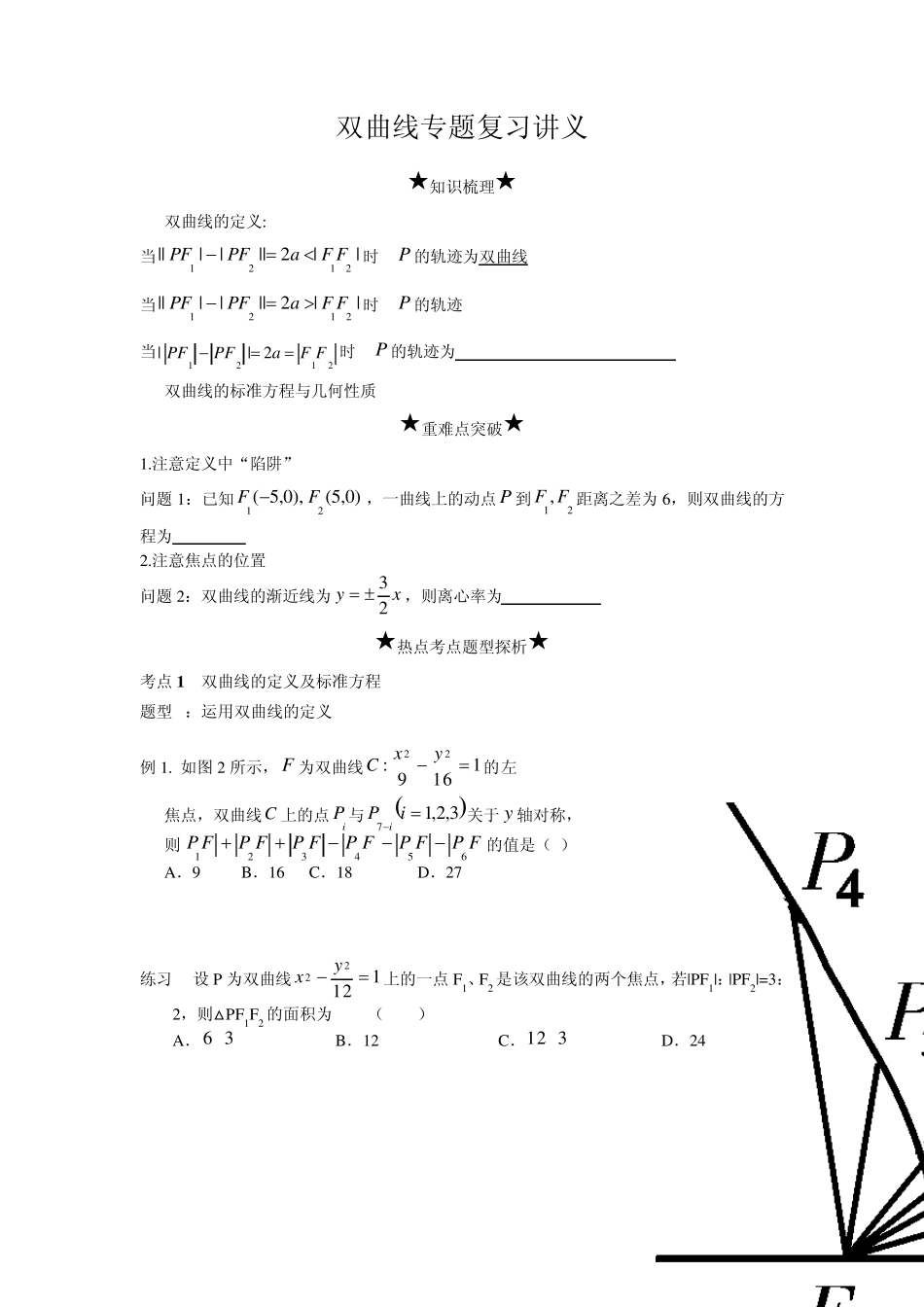 双曲线专题复习讲义_第1页