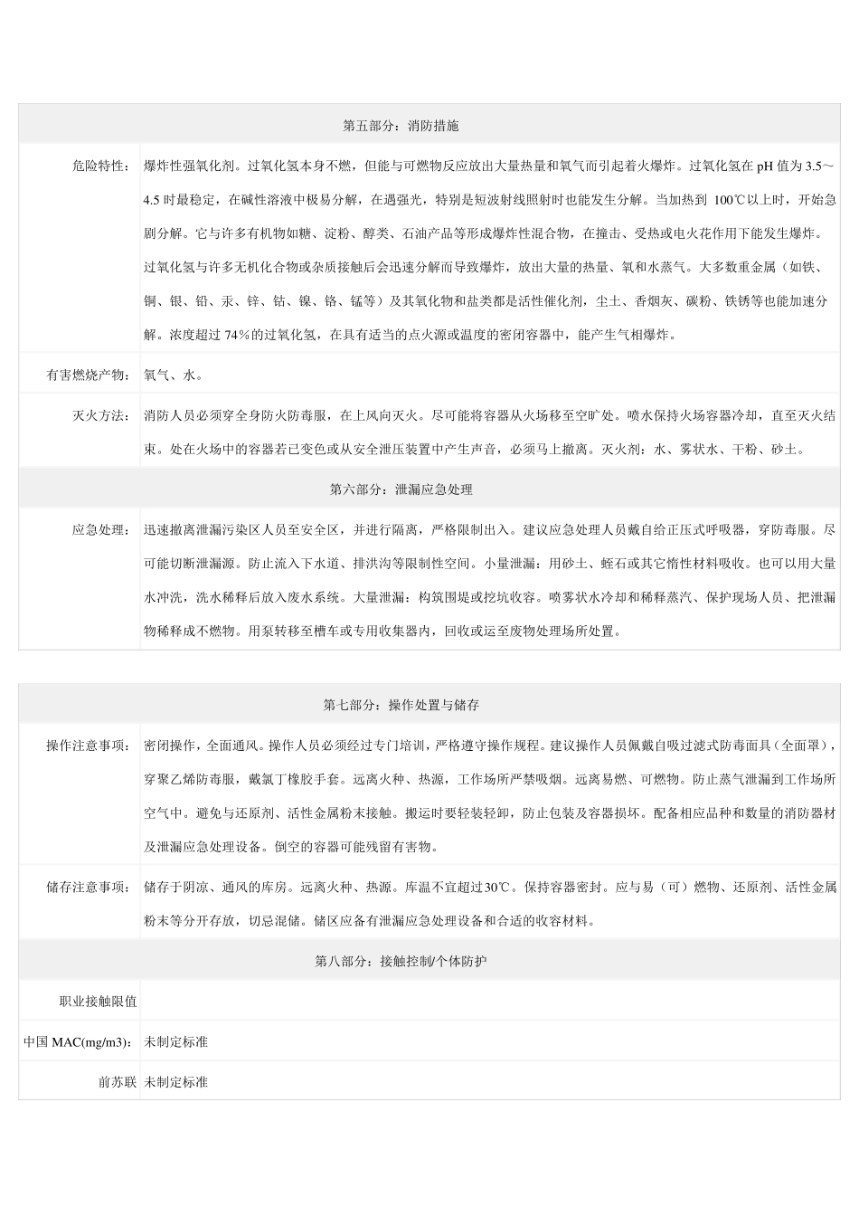 双氧水安全技术说明书(MSDS)_第2页