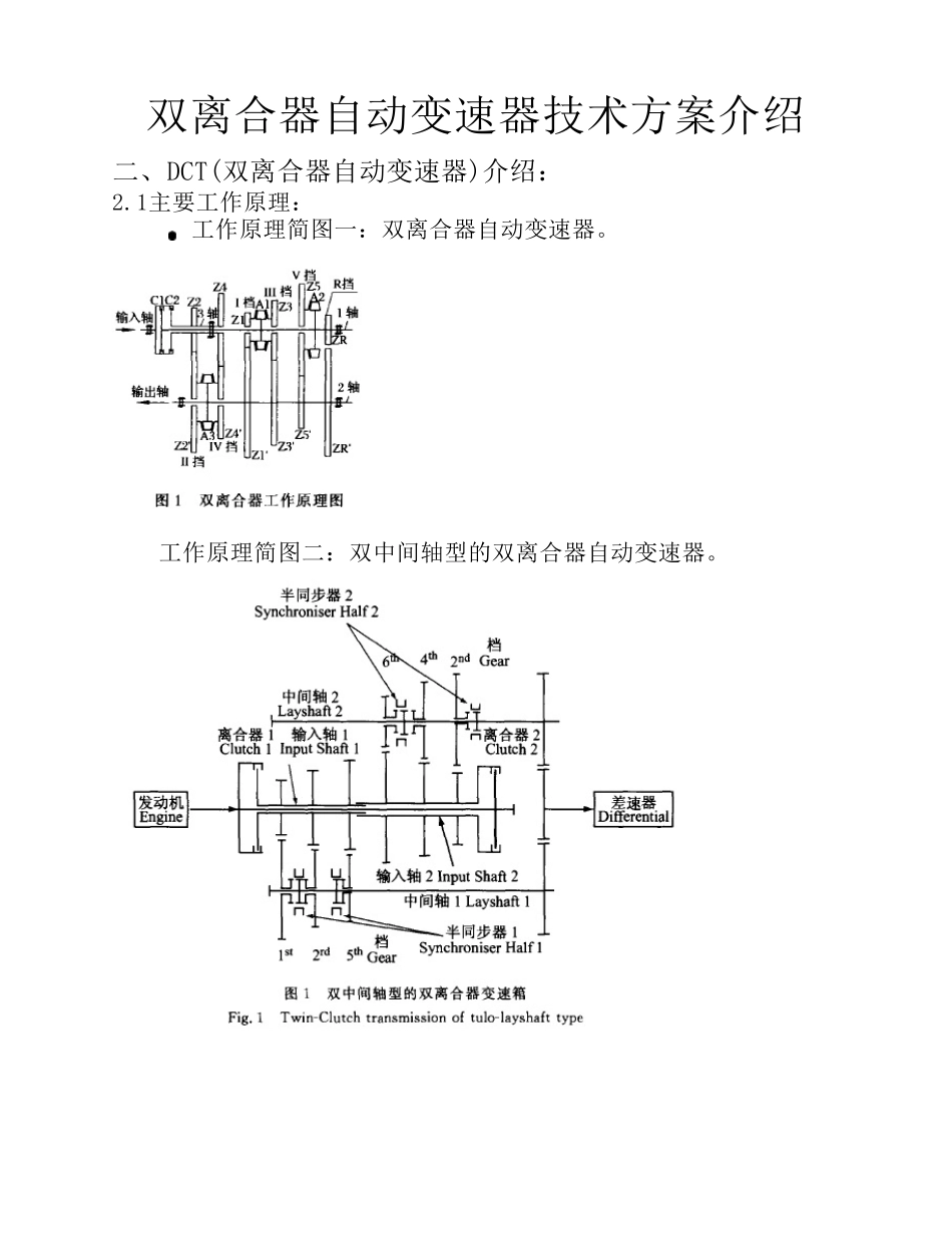 双离合器自动变速器技术方案介绍_第1页