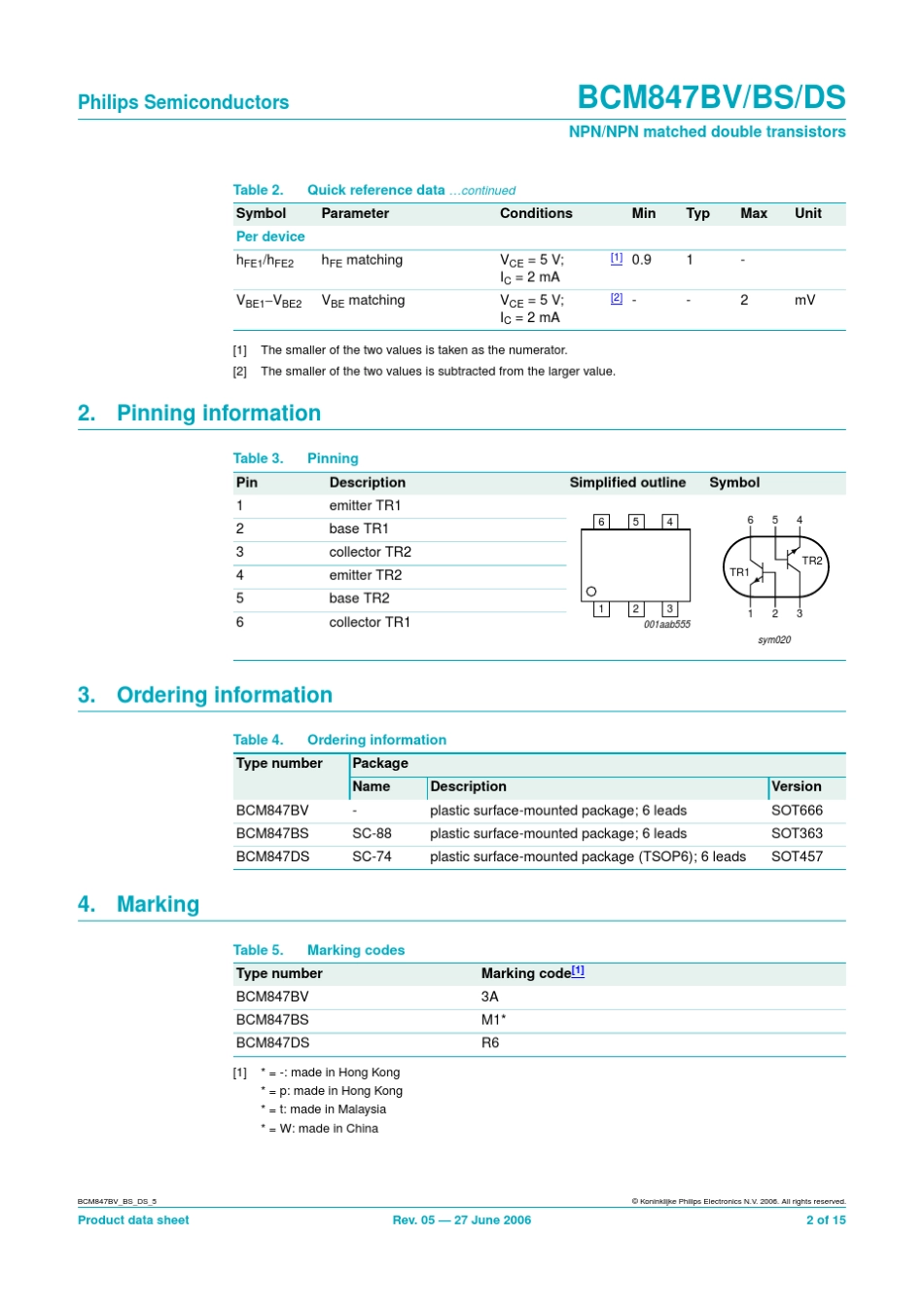 双路NPN三极管BCM847_第2页