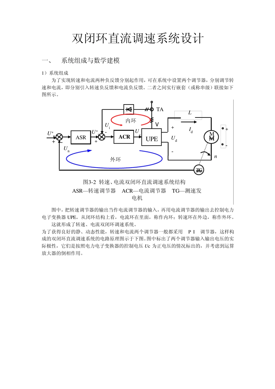 双闭环直流调速系统设计_第1页